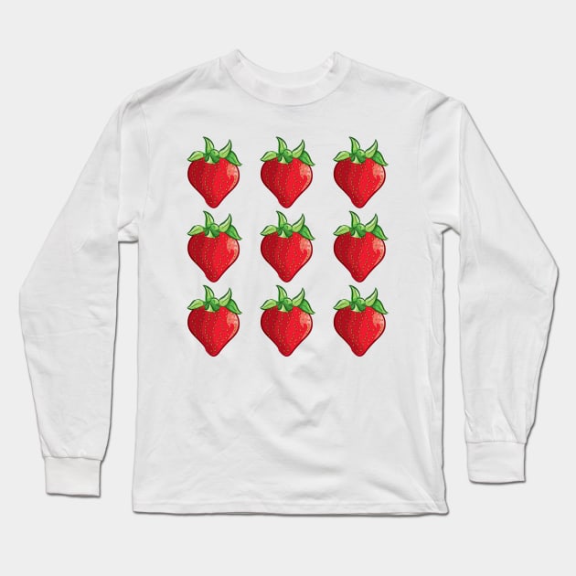 Strawberry Pattern Long Sleeve T-Shirt by Jonathan Wightman